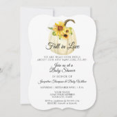 Invitation Baby shower Citrouille d'aquarelle florale de tour (Devant)