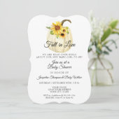 Invitation Baby shower Citrouille d'aquarelle florale de tour (Debout devant)