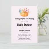 Invitation Baby shower Citrouille d'aquarelle orange (Debout devant)