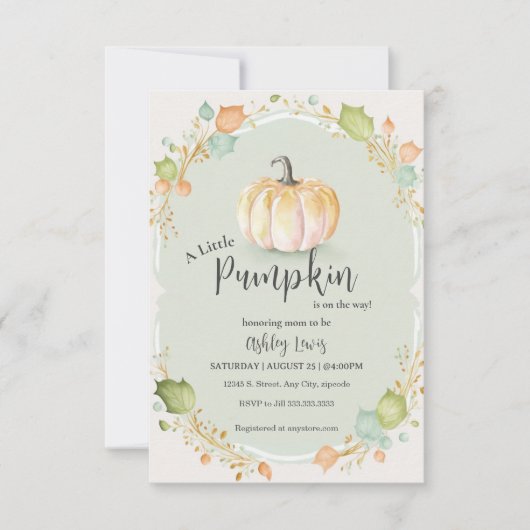 Invitation Baby shower Citrouille d'automne (Devant)