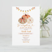 Invitation Baby shower citrouille d'automne de la corde (Debout devant)