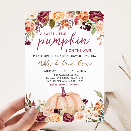 Invitation Baby shower Citrouille de Bourgogne