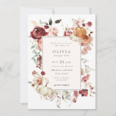 Invitation Baby shower Citrouille de Bourgogne d'automne (Devant)