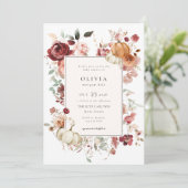 Invitation Baby shower Citrouille de Bourgogne d'automne (Debout devant)