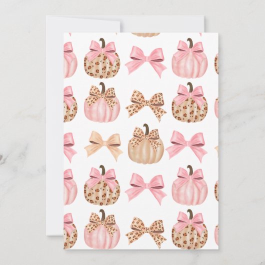 Invitation Baby shower Citrouille de Bow Leopard Fall mignon (Dos)