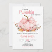 Invitation Baby shower Citrouille de Bow rose (Devant)