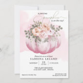 Invitation Baby shower Citrouille de couleur aquarelle rose (Devant)