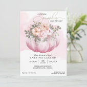 Invitation Baby shower Citrouille de couleur aquarelle rose (Debout devant)