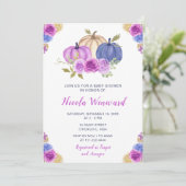 Invitation Baby shower Citrouille de couleur violet et bleu m (Debout devant)