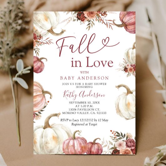Invitation Baby shower Citrouille de Fall in Love