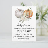 Invitation Baby shower Citrouille de fleurs d'automne (Debout devant)
