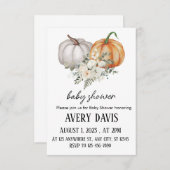 Invitation Baby shower Citrouille de fleurs d'automne (Devant / Derrière)