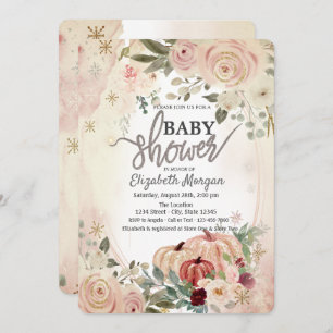Invitation Baby shower citrouille de fleurs de saumons