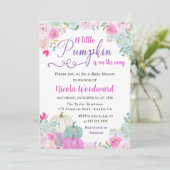 Invitation Baby shower Citrouille de la chute d'aquarelle (Debout devant)