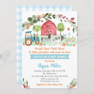 Invitation Baby shower Citrouille de la ferme d'automne
