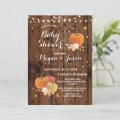 Invitation Baby shower Citrouille de la fête Automne Rustic W (Debout devant)