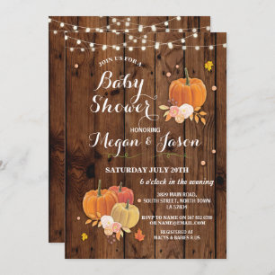 Invitation Baby shower Citrouille de la fête Automne Rustic W