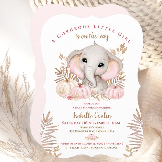 Invitation Baby shower Citrouille de la fille d'au