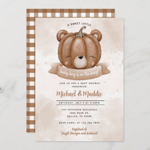 Invitation Baby shower Citrouille de l'ours des bo
