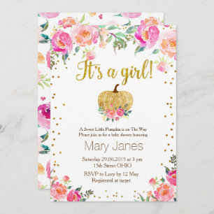 Invitation Baby shower Citrouille d'écolière de 