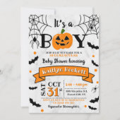 Invitation baby shower Citrouille d'Halloween "C'est un garço (Devant)