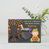 Invitation Baby shower Citrouille d'Halloween Neutral (Debout devant)