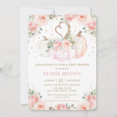 Invitation Baby shower Citrouille doux rose pâle (Devant)