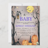 Invitation Baby shower Citrouille Éffrayant Halloween (Devant)