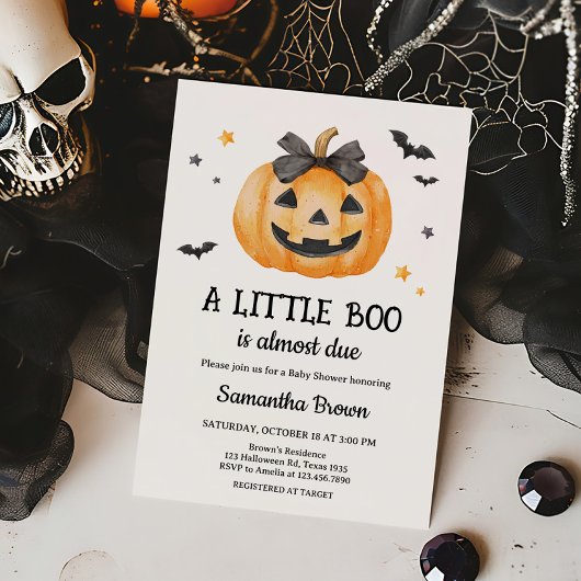 Invitation Baby shower Citrouille Éffrayant Little Boo