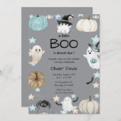 Invitation baby shower Citrouille et fantôme mignon (Devant / Derrière)