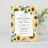 Invitation Baby shower Citrouille et tournesols (Debout devant)