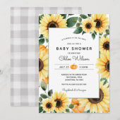 Invitation Baby shower Citrouille et tournesols (Devant / Derrière)