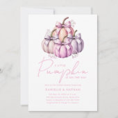 Invitation baby shower citrouille fille en arc rose mignon (Devant)