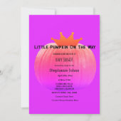 Invitation Baby shower citrouille filles rose violet code QR (Devant)