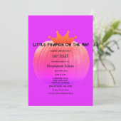 Invitation Baby shower citrouille filles rose violet code QR (Debout devant)