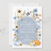 Invitation Baby shower Citrouille Fleur sauvage bleu (Devant)