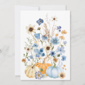 Invitation Baby shower Citrouille Fleur sauvage bleu (Dos)