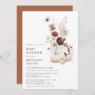 Invitation Baby shower Citrouille Fleur sauvage de Boho Autom