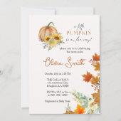 Invitation Baby shower Citrouille floral (Devant)