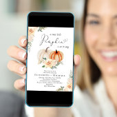 Invitation Baby shower citrouille Floral Aquarelle Couples