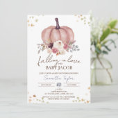 Invitation Baby shower Citrouille Floral, Automne Rustique, A (Debout devant)