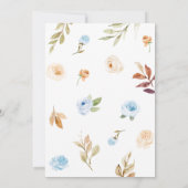 Invitation Baby shower Citrouille Floral bleu (Dos)