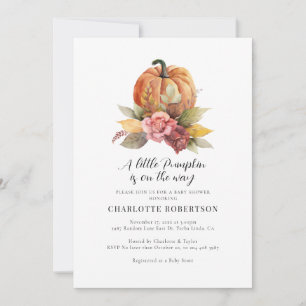 Invitation Baby shower Citrouille Floral Fall