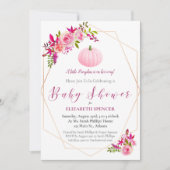 Invitation Baby shower Citrouille Floral géométrique (Devant)