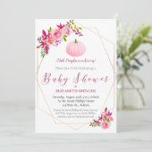 Invitation Baby shower Citrouille Floral géométrique (Debout devant)