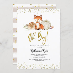 Invitation Baby shower Citrouille Fox Oh Boy Fall