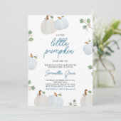 Invitation Baby shower Citrouille garçon (Debout devant)