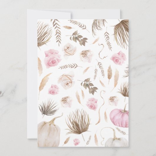 Invitation Baby shower Citrouille Girl Boho (Dos)