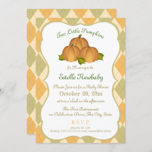 Invitation Baby shower citrouille Harlequin Gold Twins