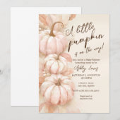 Invitation baby shower citrouille invitation, citrouille rose (Devant / Derrière)